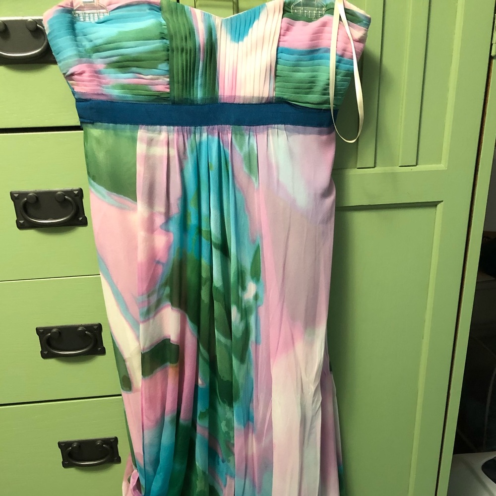 BCBG Strapless Watercolor Dress